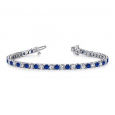 10.00 ct Ladies Round Cut Diamond And Sapphire Tennis Bracelet in 14 kt White Gold 10.00 ct Ladies Round Cut Diamond And Sapphire Tennis Bracelet in 14 kt White Gold